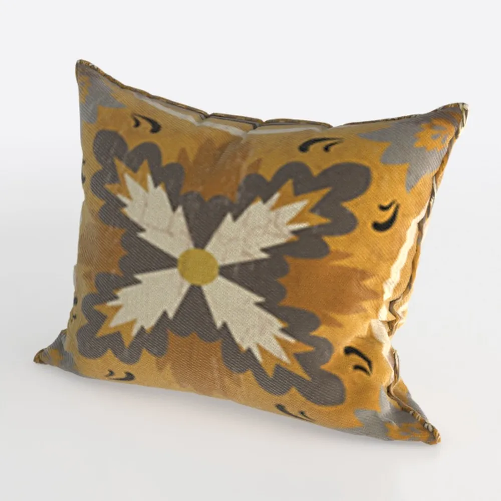 Pillow Cover Blue and Yellow Mexican Tile