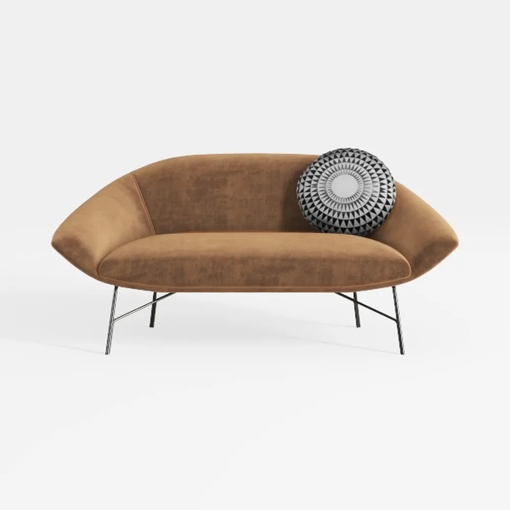 RENDGO Velvet Loveseat Sofa, 64.2'' Mid Modern Sma