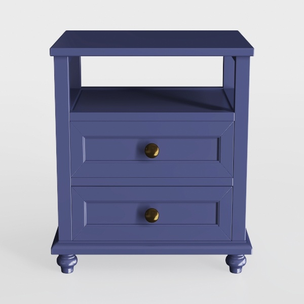 Walker Midnight Blue Wood 2-Drawer Nightstand