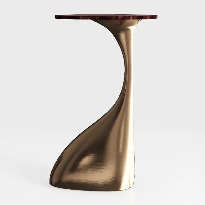Tribesigns Round End/Side Table, Wooden C-Shaped