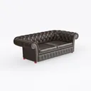 Vintage Chesterfield Brown Leather Tufted Sofa 3D Model Right 45 Degree View