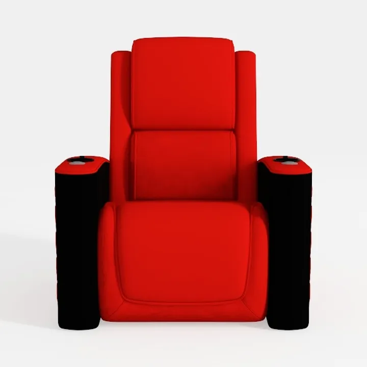 Red Fabric Modern Home Theater Recliner Chair 3D Model