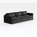 Modern Black Leather Extra Large Sofa 3D Model Right 45 Degree View