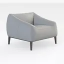 Minimalist White Fabric Upholstered Armchair with Wood Legs 3D Model Right 45 Degree View