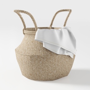 Bohemian Woven Rattan Laundry Basket Storage 3D Model