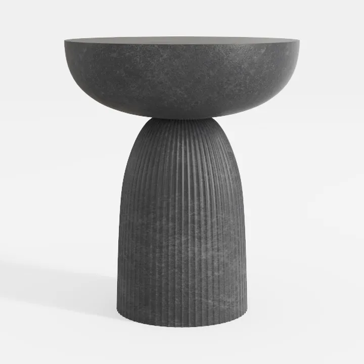 Minimalist Concrete Fluted Round Side Table 3D Model