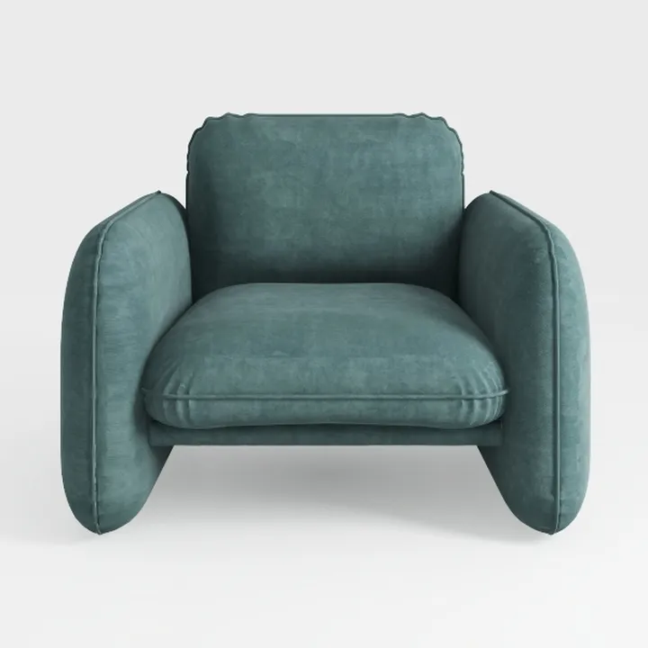 Minimalist Teal Fabric Armchair 3D Model