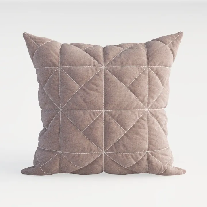 Minimalist Quilted Fabric Throw Pillow 3D Model