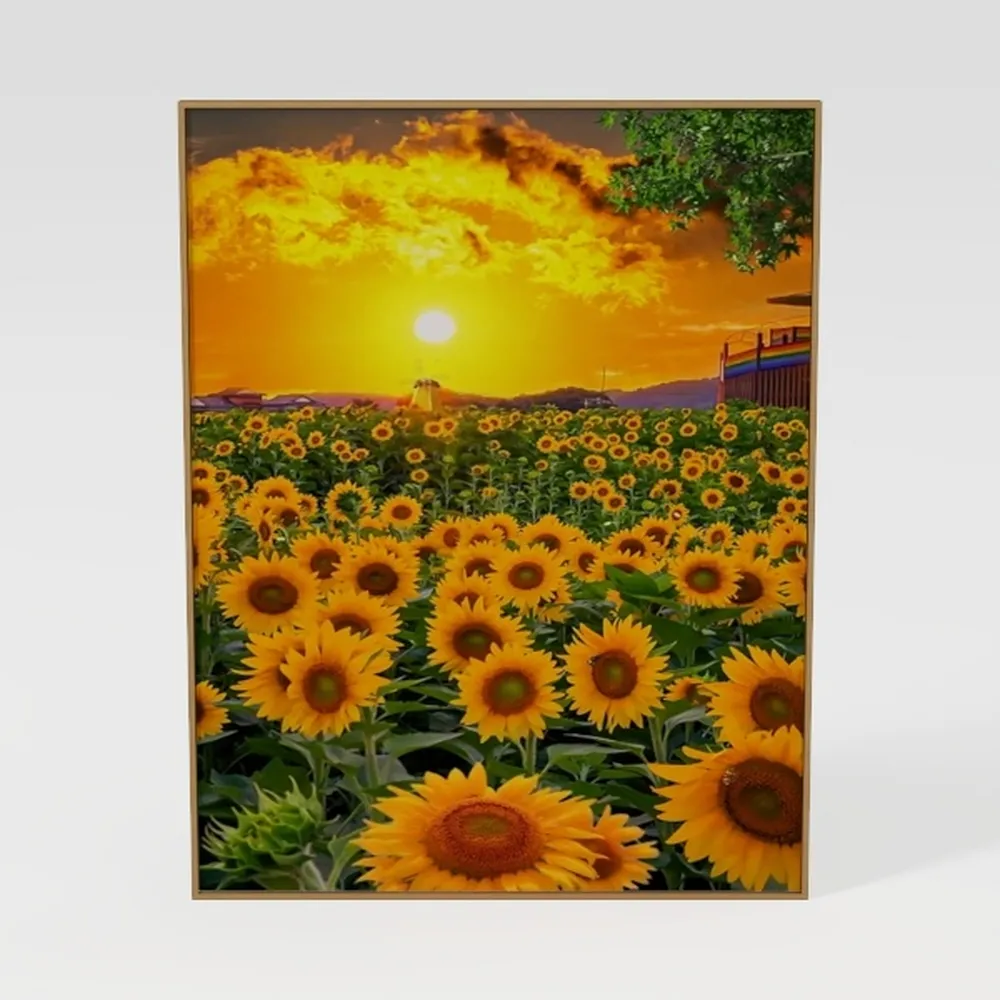 DVQ ART- Sunflower with Sunset Wall Art Painting