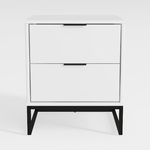 Modern Minimalist White Two Drawer Nightstand 3D Model