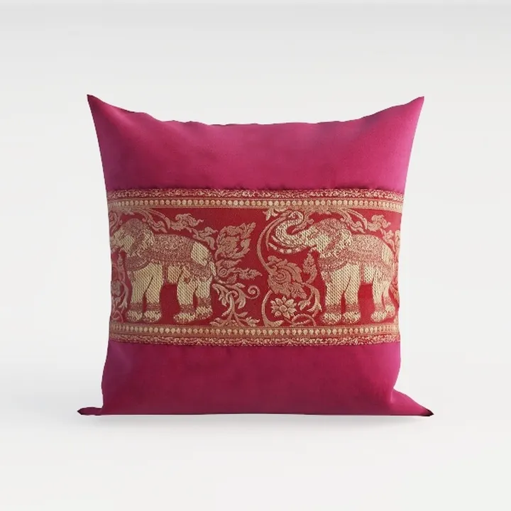 Bohemian Vintage Elephant Pattern Linen Throw Pillow 3D Model