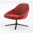 Modern Red Velvet Fabric Swivel Armchair 3D Model Left 45 Degree View