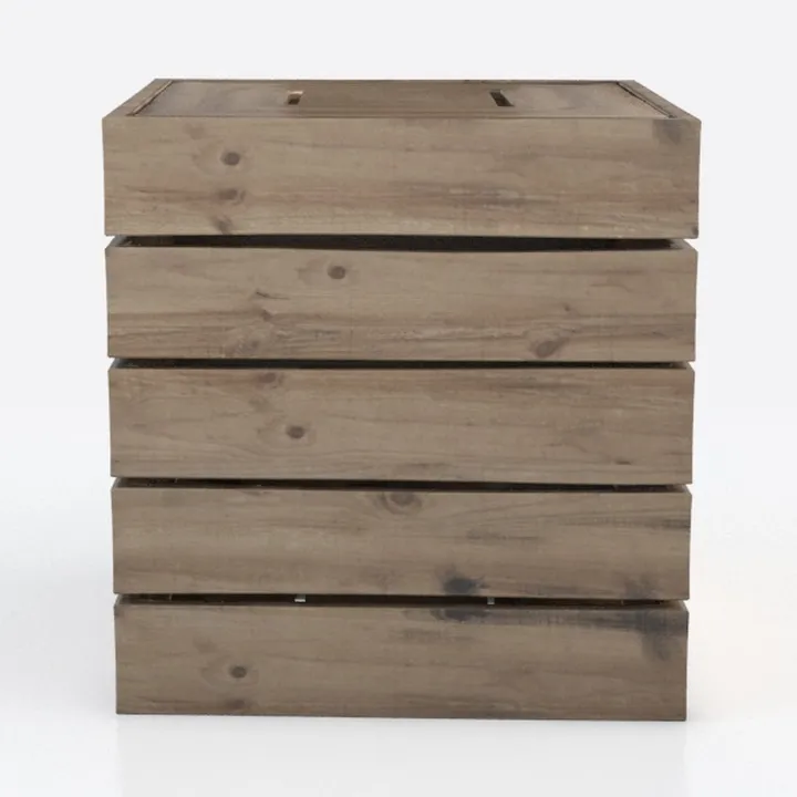 Rustic Solid Wood 5 Drawer Dresser 3D Model