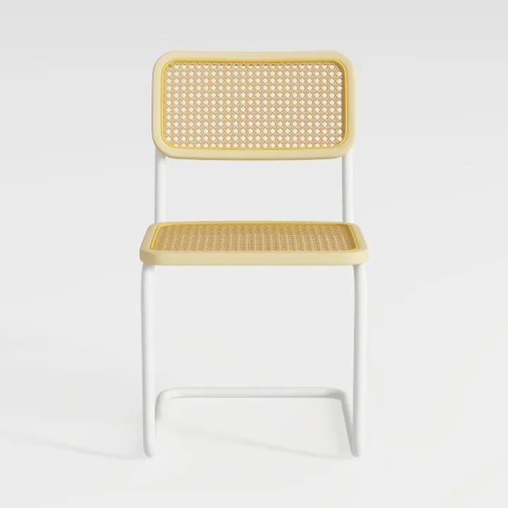 Minimalist White Metal Rattan Dining Chair 3D Model