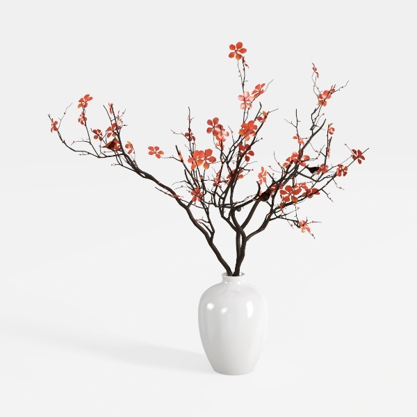 Uieke 4Pcs Artificial Cherry Blossom Flower, Silk