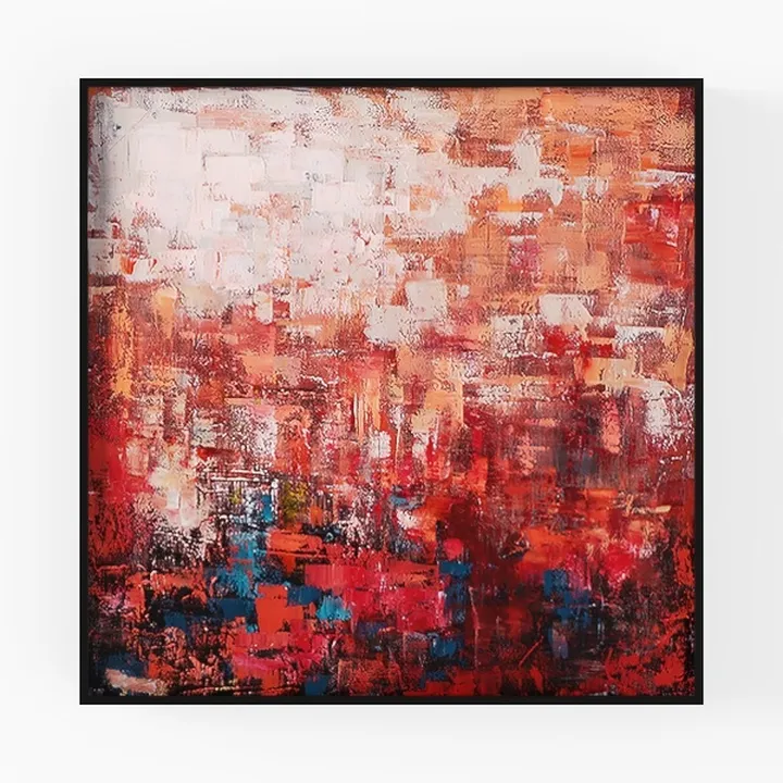 Large Abstract Red Black White Canvas Wall Art