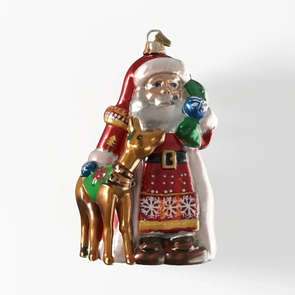 Assortment of Santas Glass Blown Ornaments_ai generated