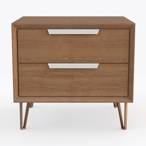 HomeRoots 2 Walnut Wooden Drawer Nightstand