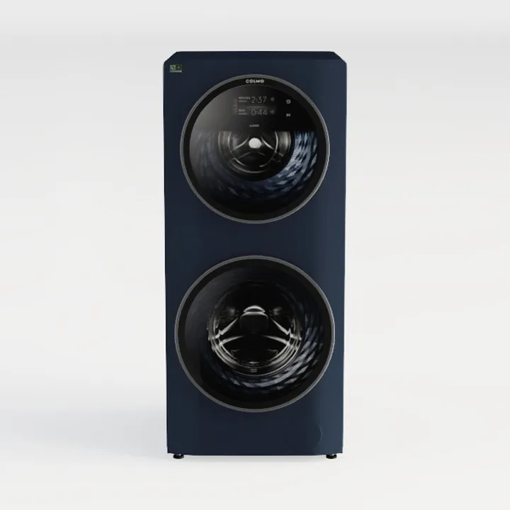 Navy Blue Double Stacked Washer Dryer Combo 3D Model