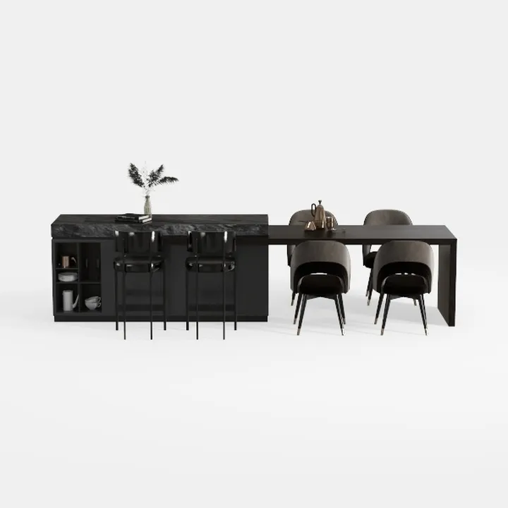 62.9'' to 94.4'' Black Stone Extendable Dining Tab