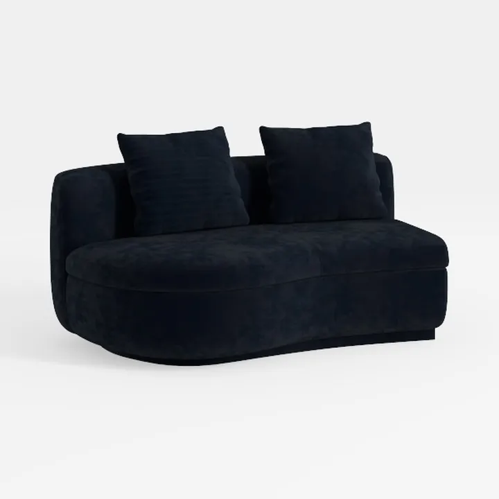 Minimalist Black Velvet Curved Loveseat Sofa 3D Model