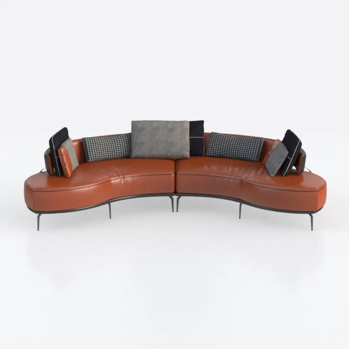 KEIKI 129" Curved Oversized Modular Bonded Leather