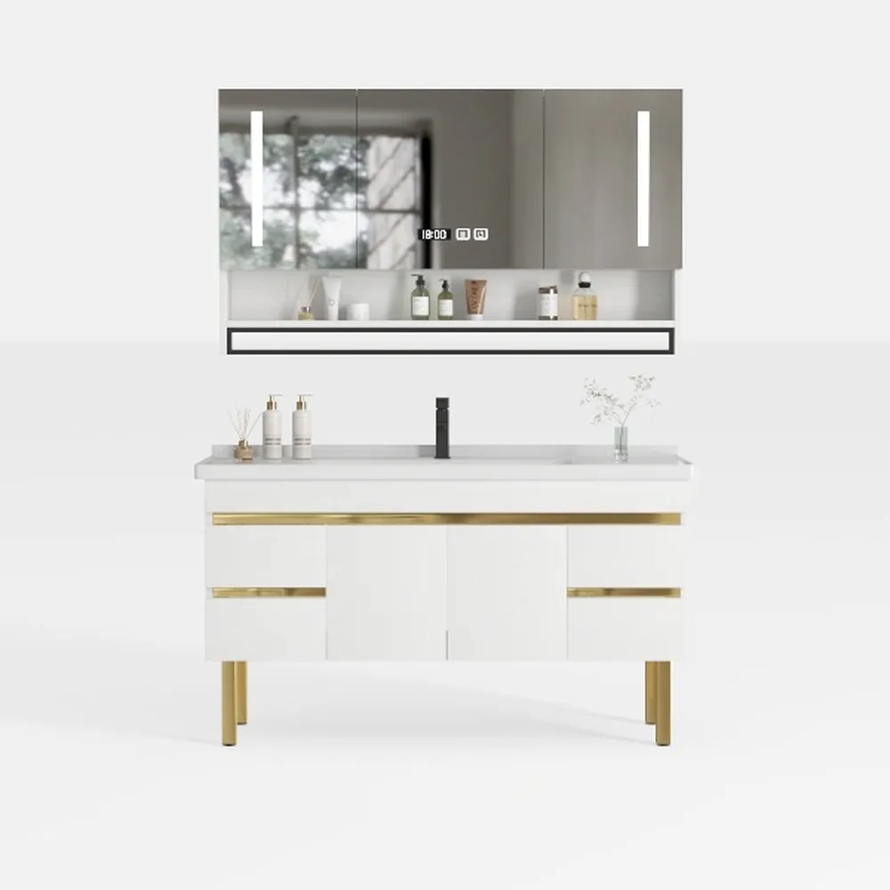 T4TREAM Fluted Makeup Vanity Desk with 36" HD