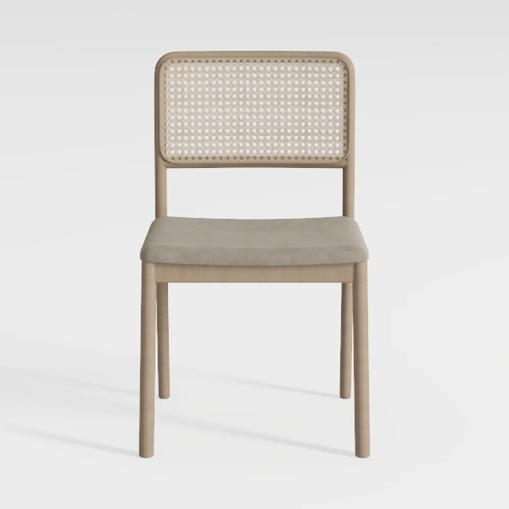 Rattan Farmhouse Dining Chairs Set of 4, Linen