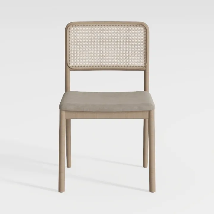 Rattan Farmhouse Dining Chairs Set of 4, Linen