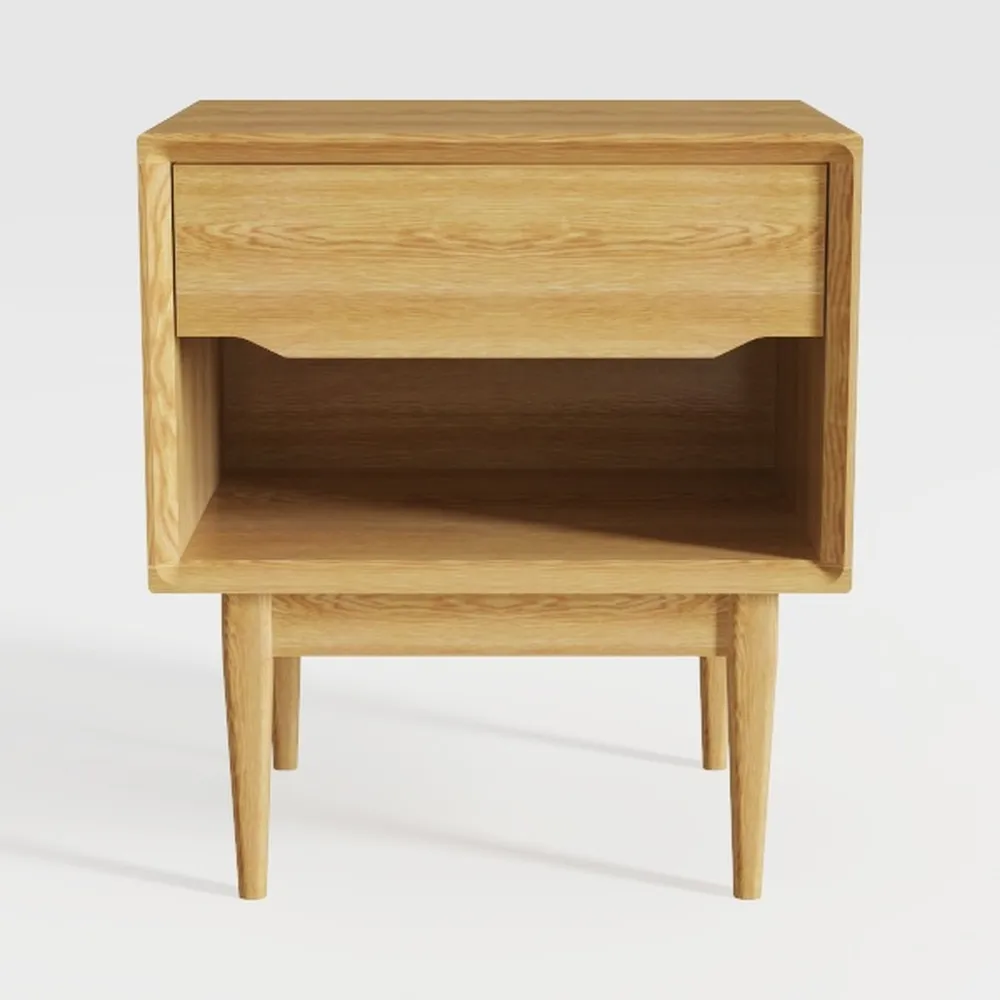 Rattan Nightstand with Opening Storage,Boho