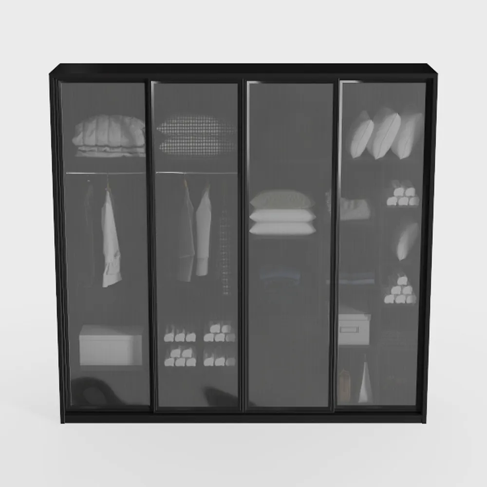 Door55 4 Panel Glass Sliding Closet Door with