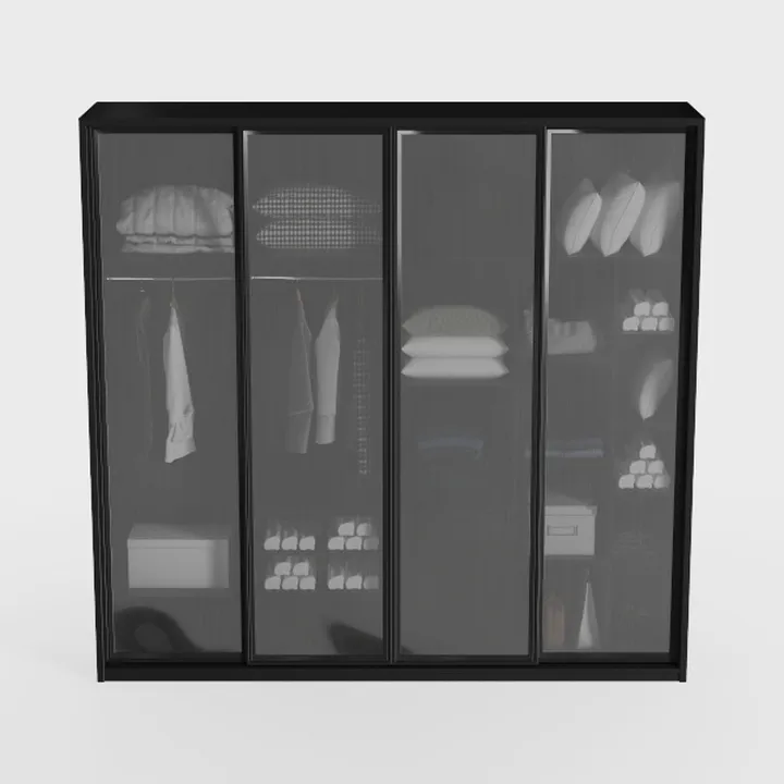 Door55 4 Panel Glass Sliding Closet Door with