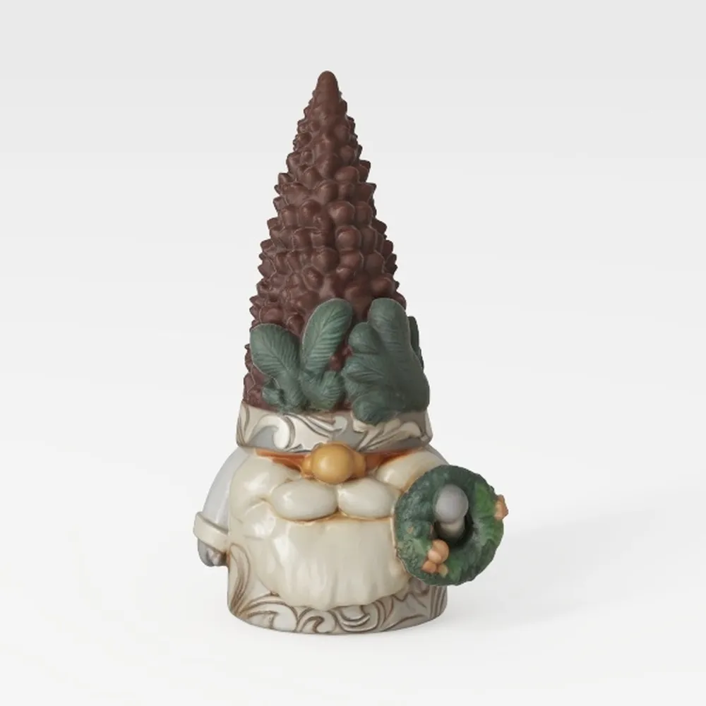 White Woodland Gnome Pinecone Hat Figurine_ai generated