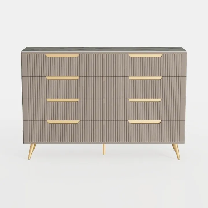 Black Dresser with 7 Drawer - 55” Wide Fluted