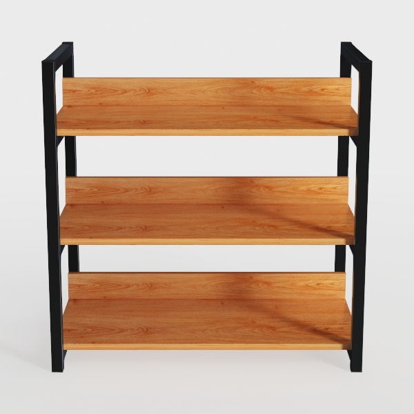 IRONCK Bookshelf Industrial 3 Shelf Bookcase, Wood