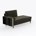 Modern Velvet Tufted Chaise Lounge With Accent Cane Side 3D Model Right 45 Degree View