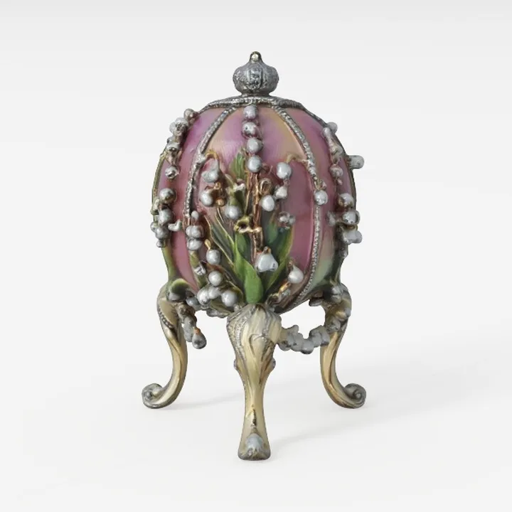 Vintage Enameled Metal Decorative Egg Trinket Box 3D Model