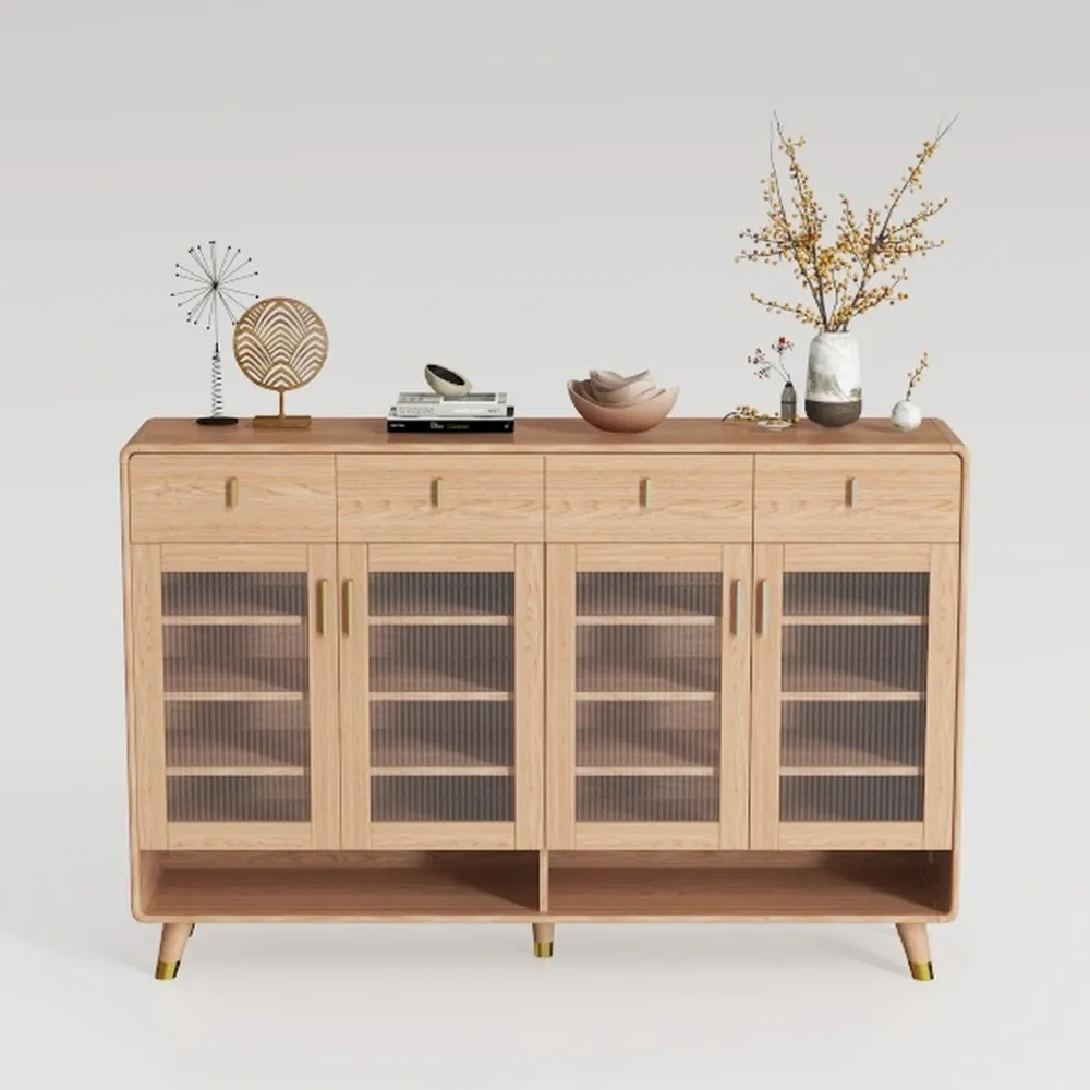 VEVOR Rattan Buffet Cabinet with 4 Magnetic Doors