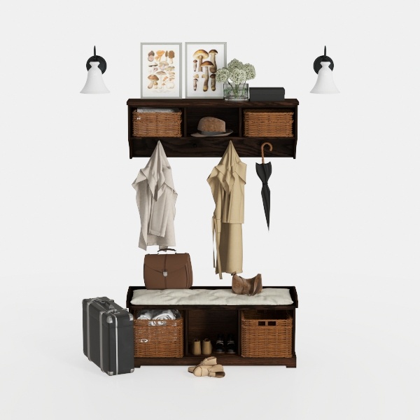 TrailBlaze Hall Tree Shoe Bench Industrial, 31.5