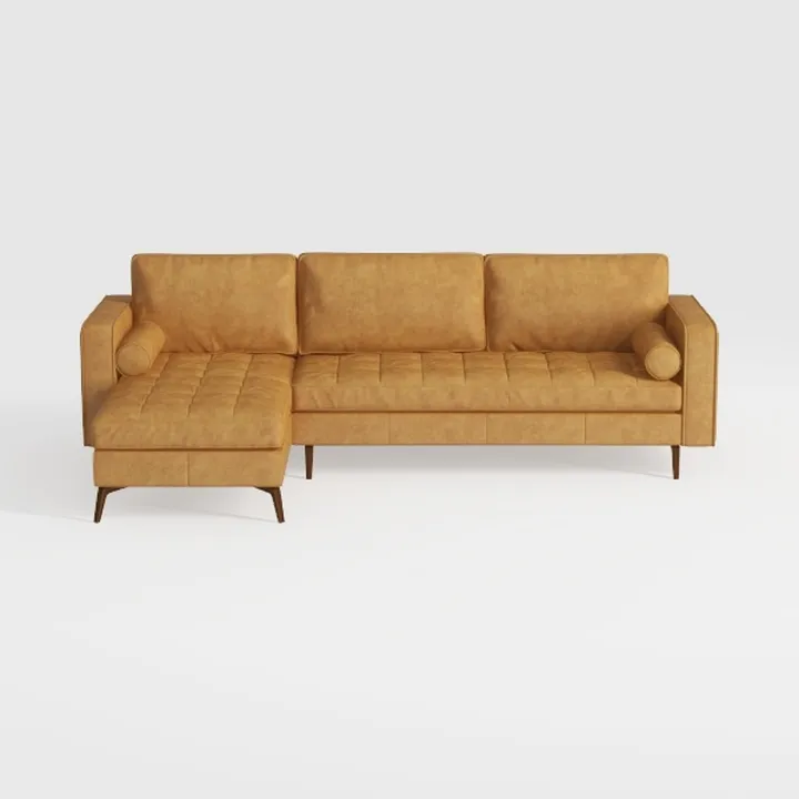 Brown Leather Reclining Couch Sofa - Mid Century