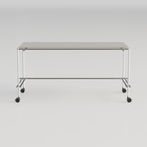 Minimalist Metal Wood Top Rolling Console Table 3D Model