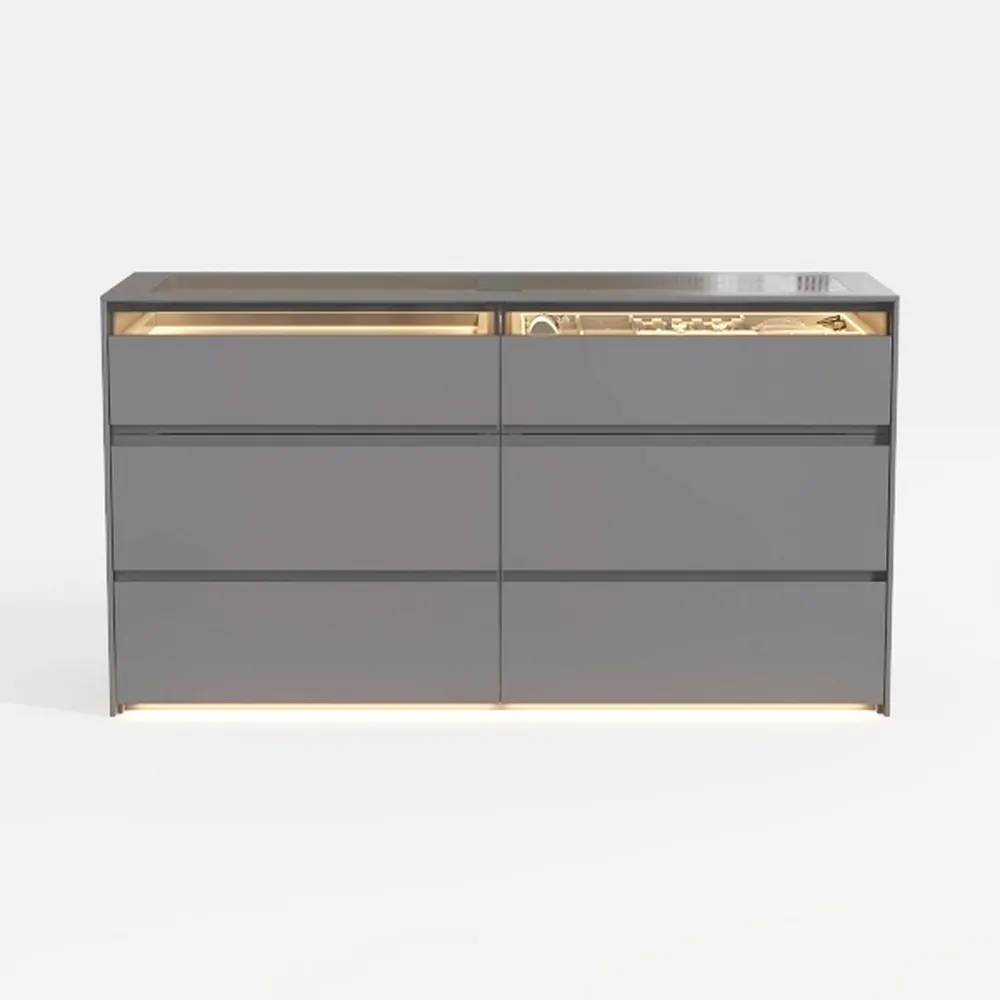 Modern LED 6 Drawer Dresser for Bedroom