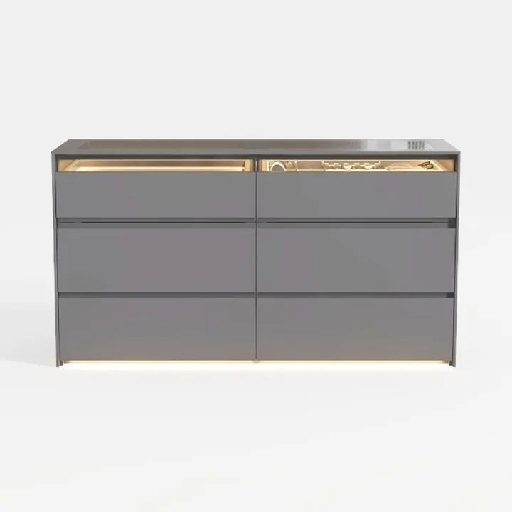 Modern LED 6 Drawer Dresser for Bedroom
