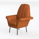 Modern Leather Upholstered Accent Armchair 3D Model Left 45 Degree View