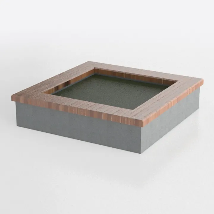 Minimalist Solid Wood Top Concrete Square Coffee Table 3D Model