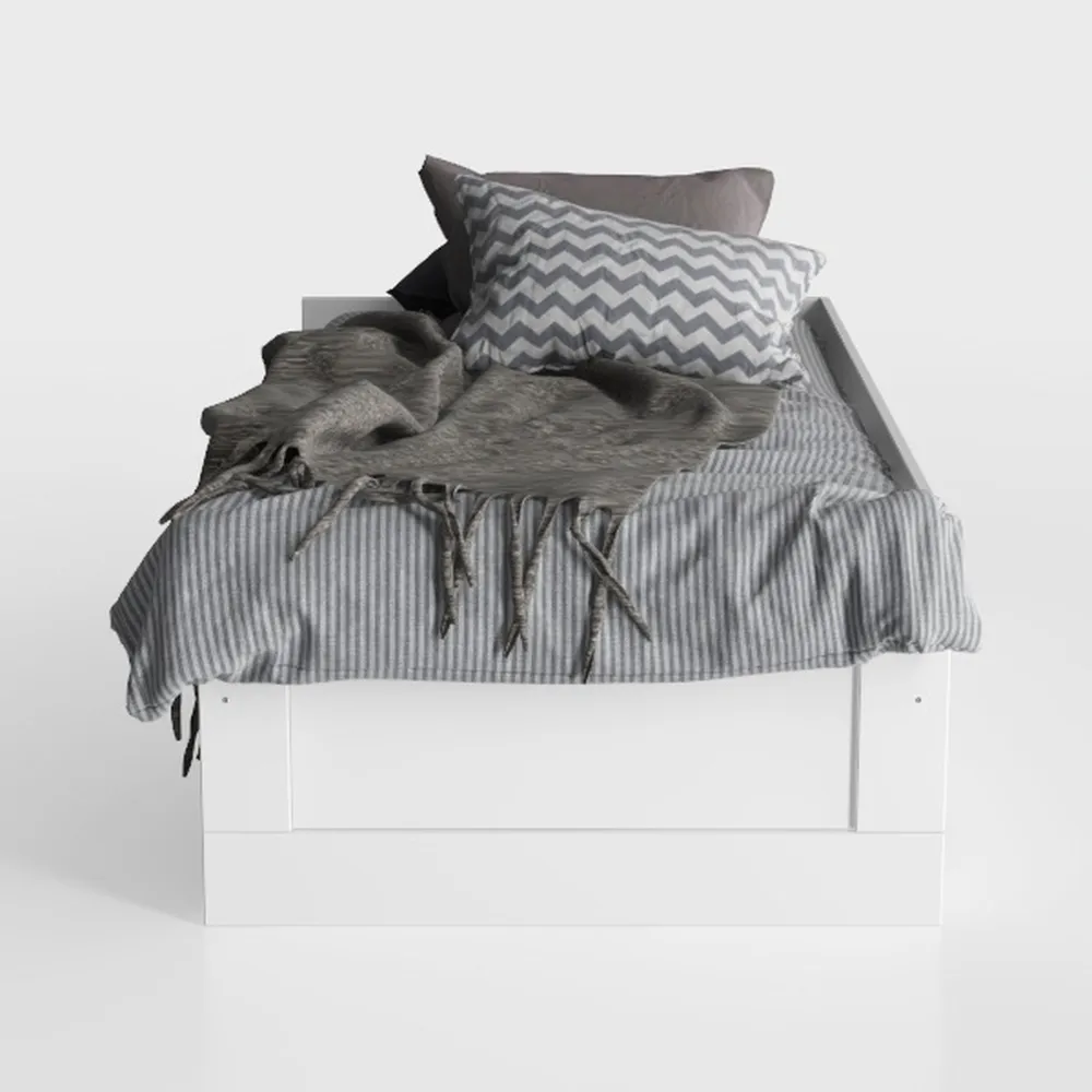 Victoria White Wood Frame Full Size Platform Bed w