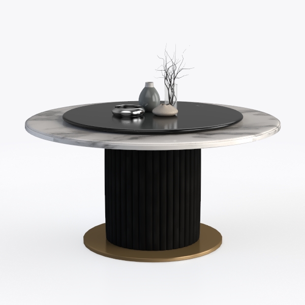 59.05 in. Modern Round Black Rotary Lazy Susan Sin