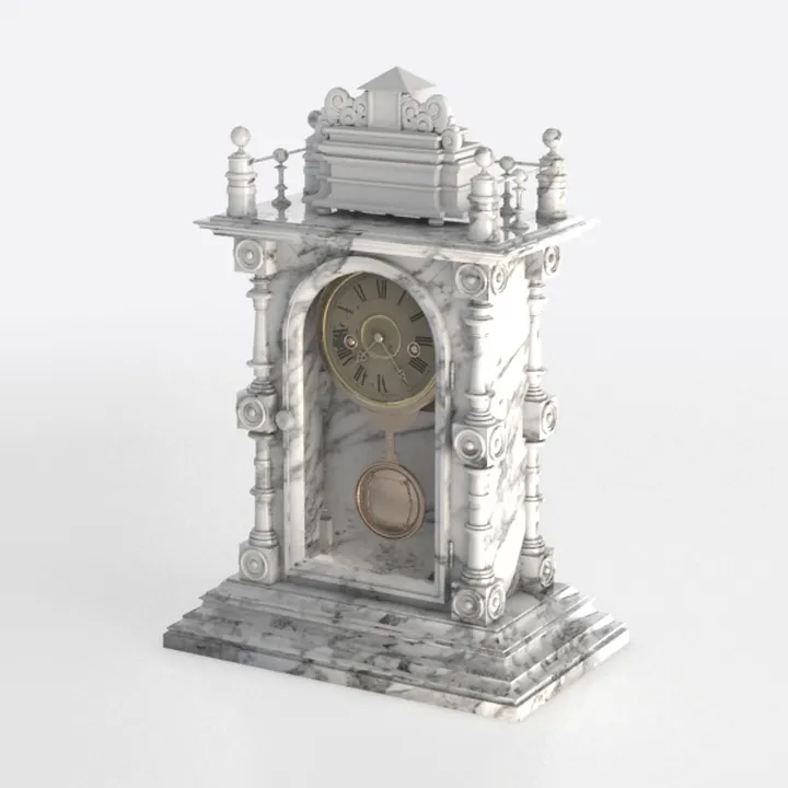 Vintage Marble Ornate Table Clock 3D Model