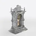 Vintage Marble Ornate Table Clock 3D Model Right 45 Degree View