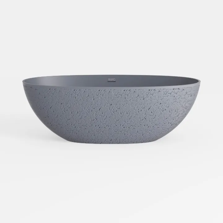 Minimalist Gray Textured Freestanding Bathtub 3D Model